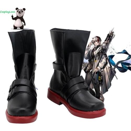 CosplayLove Arknights Elysium Black Cosplay Shoes Long Boots Leather Custom Made For Halloween Christmas