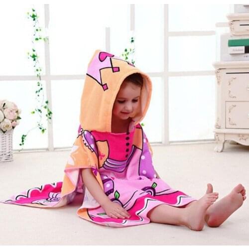 Childrens bathrobe cartoon hooded cape childrens hooded bath towel heat transfer printed beach towel