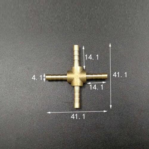 Hose Barb 4mm 4 Way Splitter Cross Brass Connector Coupling Adapter Fitting