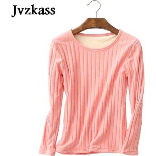 Jvzkass 2020 new cashmere sweater plus velvet bottoming shirt T-shirt thick large size female cotton Slim warm clothing Z208
