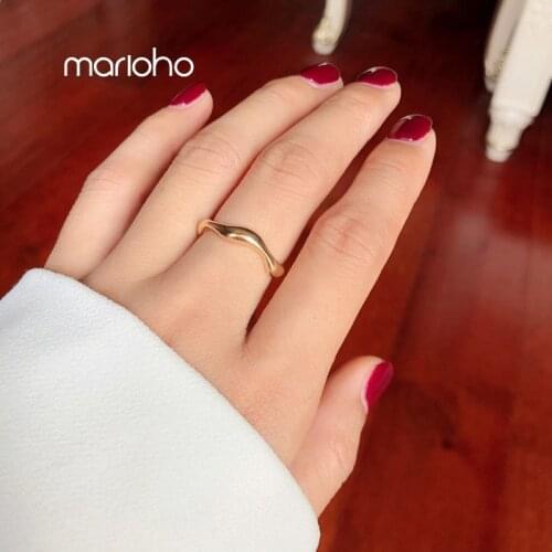 Simple Wild Gold Silver Color Wave Curve Joint Ring For Women Metal Arc Statement Finger Ring Fashion Jewelry Accessories