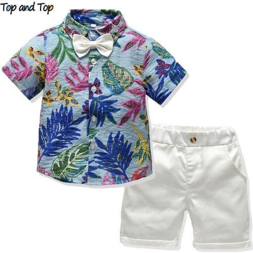 Top and Top New Arrival Boys Summer Clothing Set Kids Cotton Casual Shirt Top+Short Pants 2Pcs Children Boys Tracksuits Outfits