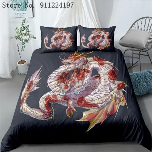 Animal Bedding Set 3D Flying Dragon Print Duvet Cover With Pillowcase Comfortable Microfiber Single Queen Double Size Bedclothes