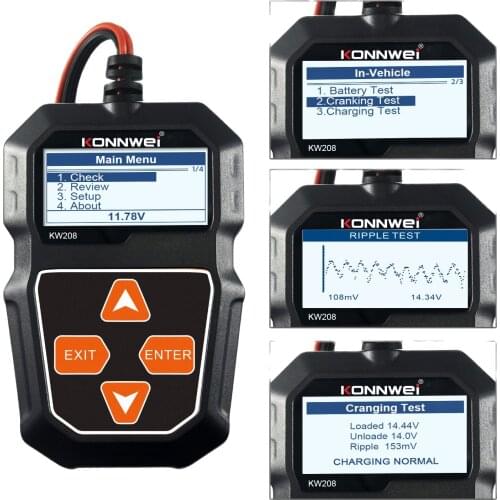 KONNWEI KW208 Car Battery Tester Charger Analyzer 12V 2000CCA Voltage Battery Test Car Battery Tester Charging Cricut Load Tool