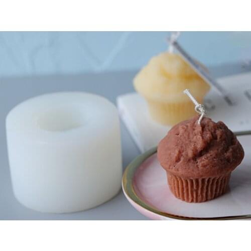 Creative Simulation Muffin Cup Cake Candle Mould Silicone Soap Mold Candle Making Mold Christmas Home Decor Ornament