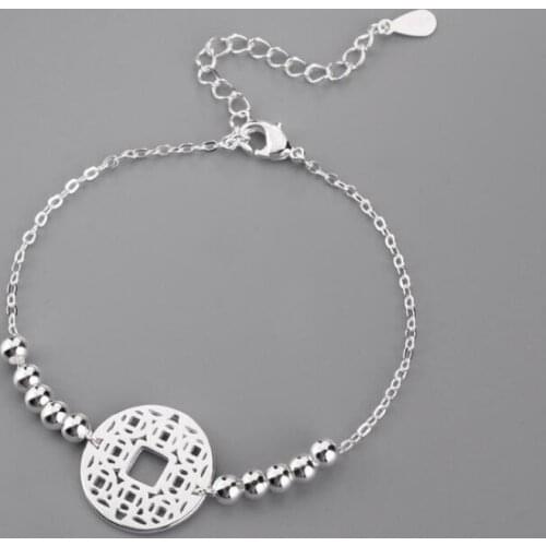 Creative Classic Exquisite Fashion 925 Sterling Silver Jewelry Female Coin Bead Ball Temperament Gift Bracelets SB133