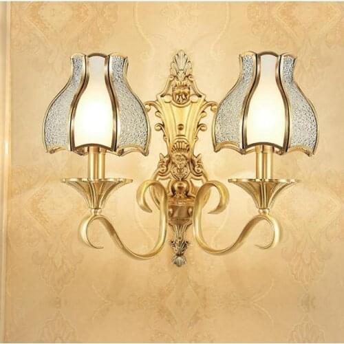 Retro wall mounted Copper Lamp for study Tulip Wall Sconce Wall Fixtures Porch Bedroom Living Room Study Hallway Cafe lighting