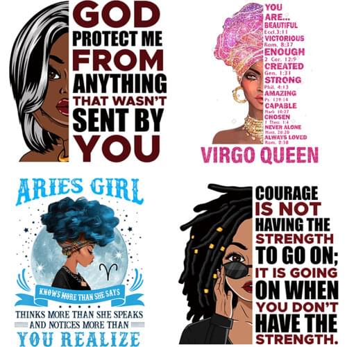 Fashion Girl Patches Beautiful Day Iron-On Thermal Transfer Eco-Friendly Clothing Stickers Washable Diy T-Shirt