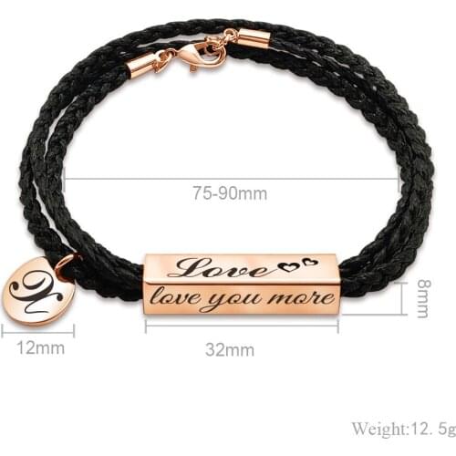 MYLONGINGCHARM 1pc Personalized bracelet Custom bracelet friendship His and Her rose gold initial braided bracelet