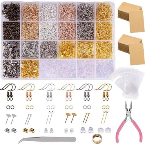 Earring Making Supplies Kit with Earring Hooks, Jump Rings, Pliers, Earring Backs and Cards for DIY Earring Findings
