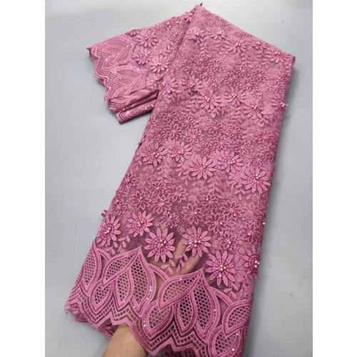 Nigerian Lace Fabric 2021 High Quality Lace Bridal Lace Fabric Luxury Quality Embroidery With Heavy Beaded For Wedding 5yards