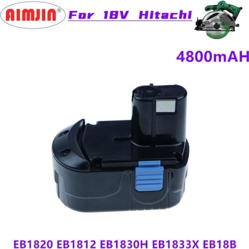 New Rechargeable Power Tool Battery 18V 4800mAh for Hitachi Power Tool Screwdriver Drill: EB1820 EB1812 EB1830H EB1833X EB18B