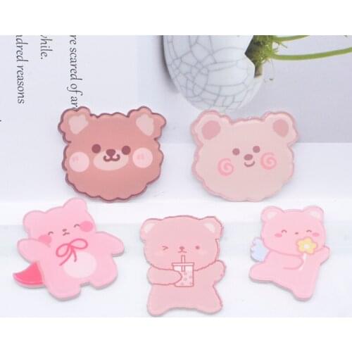 35mm 10Pcs Planar Lucky Bear Resin Accessory for Bow Center Ring Kid Jewelry DIY Crafts Phone Shell Material Accessories