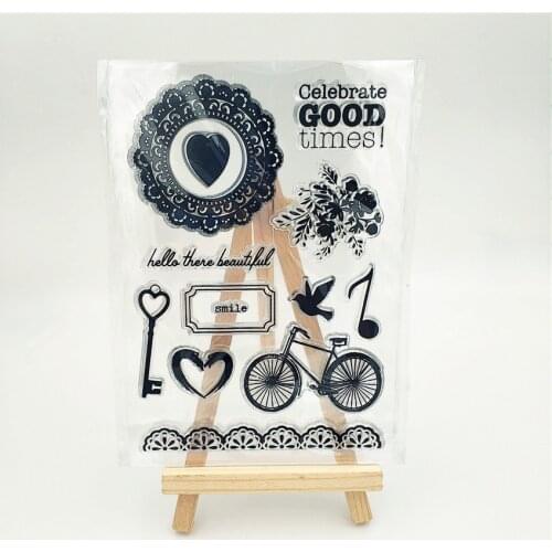 11*16cm Wreathed bicycle Transparent Clear Stamps / Silicone Seals Roller Stamp for DIY scrapbooking photo album/Card Making