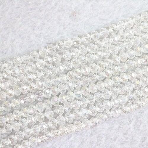 Hot sale white crystal glass AB color 3*4mm 4*6mm 5*8mm 8*10mm rondelle faceted top quality loose beads 15"B706