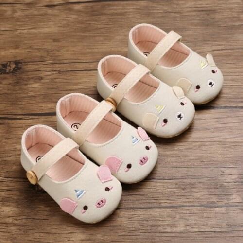 Spring and Autumn 0-1 Year Old Girl Princess Shoes Cartoon Pig Soft Sole Baby Toddler Prewalker