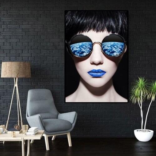 Waterproof Ink Painting Living Room Background Wall Canvas Print Home Decoration Bedroom Hanging Poster Art Sunglasses Cool Girl