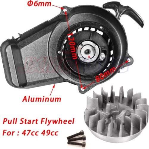 High Performance Mini Moto Quad Pull Start starter & Aluminum flywheel For two stroke 33cc 43cc 47cc 49cc POCKET BIKE 50cc ATV