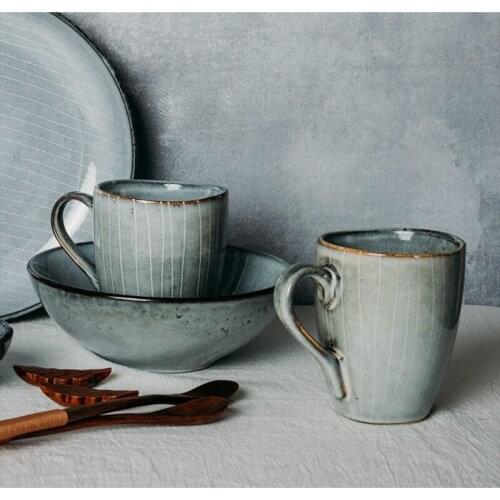 Japanese Vintage Coffee Mug Stripe Creative Personalised Mug Hand Painte Minimalist Pottery Cups Tazas De Te Tea Cup AC50MU