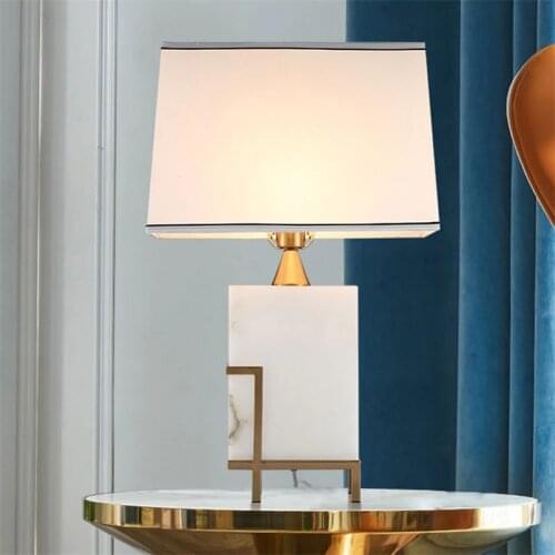 BRIGHT Modern Luxury Table Lamps Design White Marble Desk Light Home LED Decorative For Foyer Living Room Office Bedroom Bedside