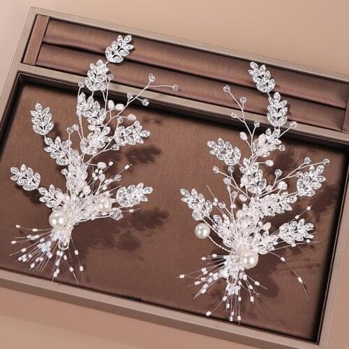 Luxury Handmade Rhinestone Wedding Hair Pins Crystal Flower Pearls Bride Bohemian Hair Jewelry Accessories Hair Ornaments