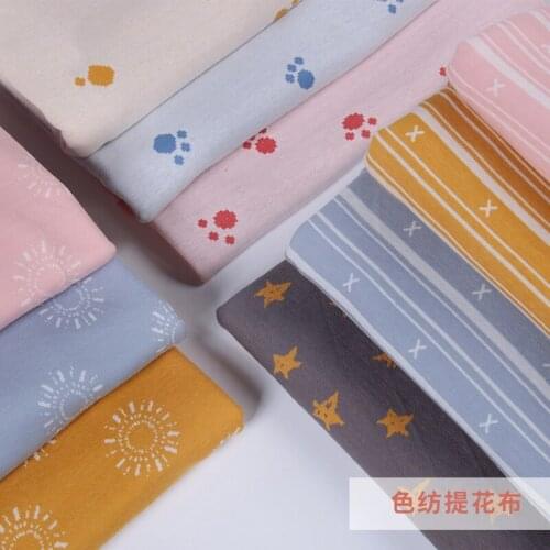 Jacquard Fabric for Baby Shirt Dress Overpull for Home Textile High Quality Pure Cotton 50x185cm Jersey Fabric SMTA