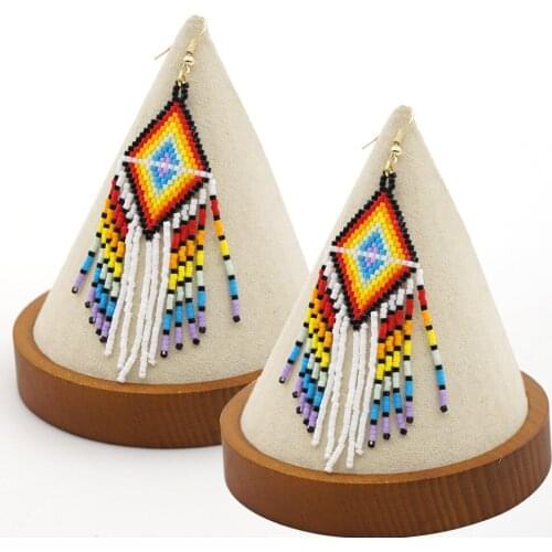 Retro Temperament Ethnic Style Miyuki Rice Beads Hand-woven Tassel Earrings Women Womens Accessories Vintage Jewelry Jewellery