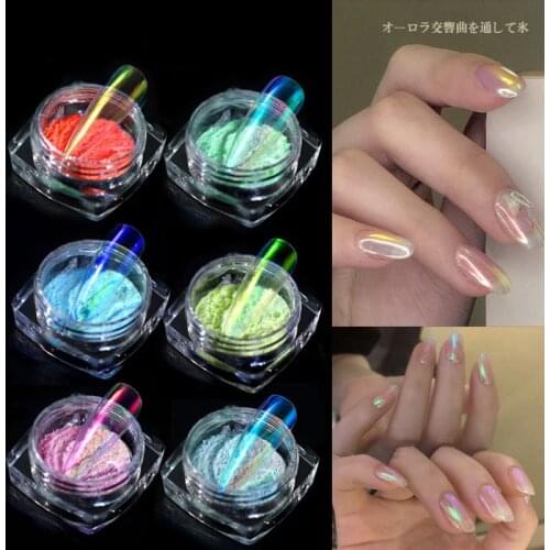 0.2g Nai Ice Transparent Glitter Powder Mirror Mermaid Pigment UV Gel Nail Polish Magic Dust Laser Nail Art Decorations