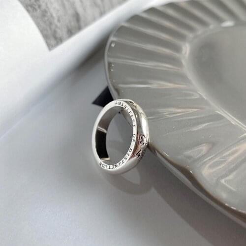 1pc Authentic S925 Sterling Silver FINE Jewelry "1314" Letters Engraved Rounded thick Geometric ring adjust TLJ1059