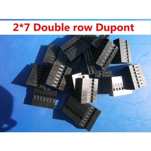 1000PCS Dupont head double row dupont plastic shell 2.54MM 2*7 p black double row
