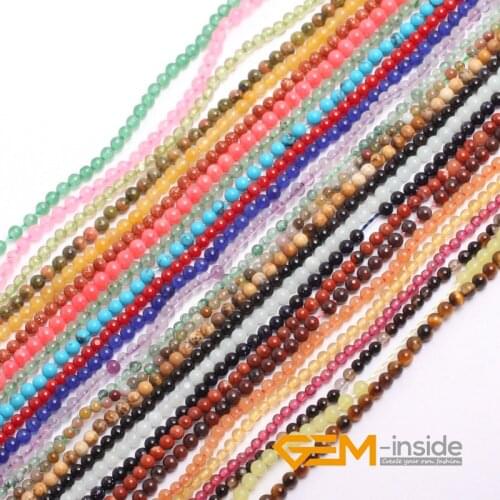 2mm Round Small Beads Natural Stone Beads For Jewelry Making Strand 15 inch DIY Loose Spacer Bead For Bracelet Necklace Making