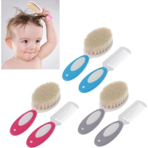 2pcs Portable Soft Newborn Baby Hair Brush Baby Kids Comb Child Hairbrush Sets Boys Girls Head Massager