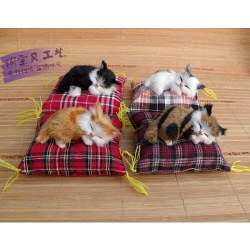 4 pieces a lot simulation cat toys cute mini sleeping cat dolls car gift dolls about 10cm 0925