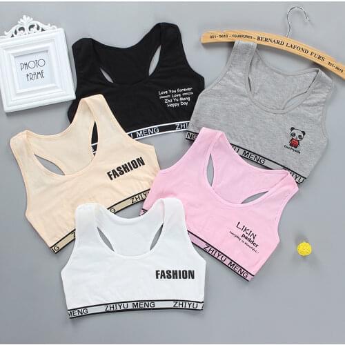 5pc/Lot Girls Training Bra Cotton Vest Tops Kids Underwear Training Bra Suit 8-14 Years