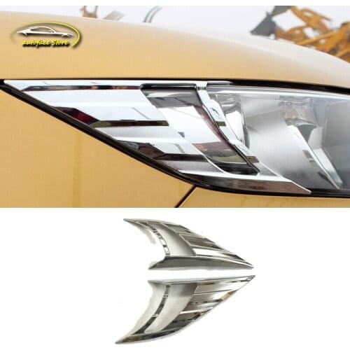 For Nissan QASHQAI J11 Car Accessories Headlights Eyebrow Eyelids ABS Chrome Trim Cover QASHQAI J11 2016 Car Styling 2Pcs