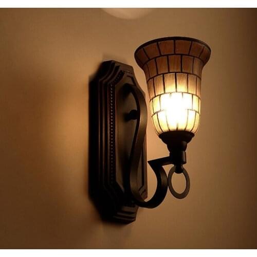 Bohemian Retro American Restaurant Bar LED Iron Glass Single Headlamp Hotel Corridor Industrial Wind Wall Light, E27