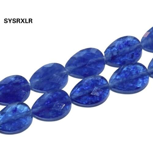 13 * 18mm Natural Faceted Blue Glass Crystal Stone Beads Water Drop Beads For Jewelry Making DIY Necklace Earring Accessories