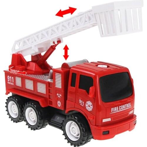 Kids Toys Inertia Engineering Fire Ladder Truck Assembly Toys Alloy Diecast Models Education Toys for Children Boys Gifts