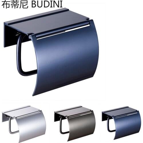 Blue Gold Paint Double Paper Holder Wall Mounted Bathroom Accessories Phone Rack Toilet Shelf Space Aluminum Material