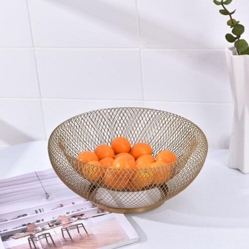 Nordic Double Layered Metal Basket Geometric Fruit Vegetable Storage Basket Hollow Out Bowl Kitchen Storage Container Desktop