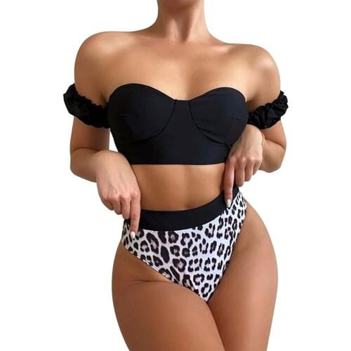 Elegant Design Bikini High Waist Swimsuits Leopard Womens Swimwear 2021 Brazilian Bikini Set Biquini Sexy Bathing Suit Women