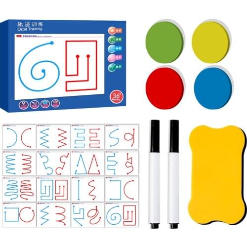 Montessori Writing Tracing Toy Left & Right Hand Pen Training Brain Development Erasable Paper Preschool Home Work Partent Child