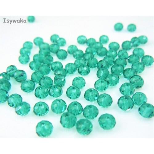 Isywaka Blue Green Color 3*4mm 145pcs Rondelle Austria faceted Crystal Glass Beads Loose Spacer Round Beads for Jewelry Making