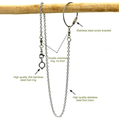 Bird Parrot Foot Chain Stainless Steel Ankle Foot Ring Outdoor Flying Training Chain For Cockatiel Parakeet Bird Stand Anklet