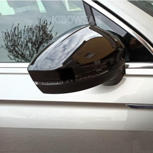 Side Door Wing Mirror Caps Cover for VW Tiguan Allspace L MK2 2017 2018 Replacement 2019 2020 (Glossy Pearl Black)