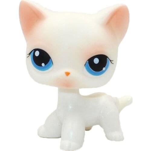LPS CAT Rare pet shop toys cat #64 mini short hair standing pink white kitty blue eyes child gift toys figure original