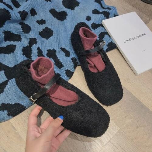 2019 autumn new Korean fashion shallow mouth grandma shoes retro square head flat shoes buckle Mary Jane womens shoes