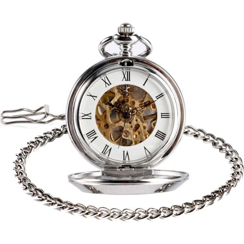 Xmas Gift Classic Vintage Mechanical Pocket Watch Communism Badge Hammer Star Russian Soviet Hand Wind Luxury Silver With Chain