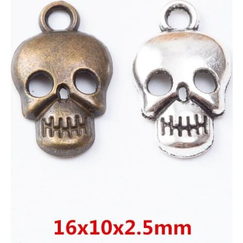 110 pieces of retro metal zinc alloy Skull pendant for DIY handmade jewelry necklace making 7142