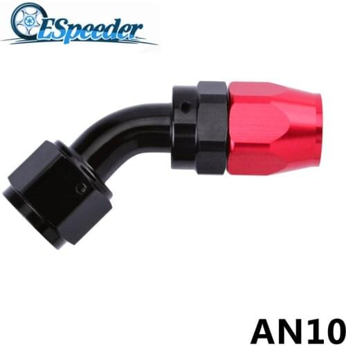 ESPEEDER AN10 Swivel Hose End Anoized Aluminum 45Degree Oil Fuel Fitting Car Accessories Hose End Fitting Oil Cooler Adapter Kit